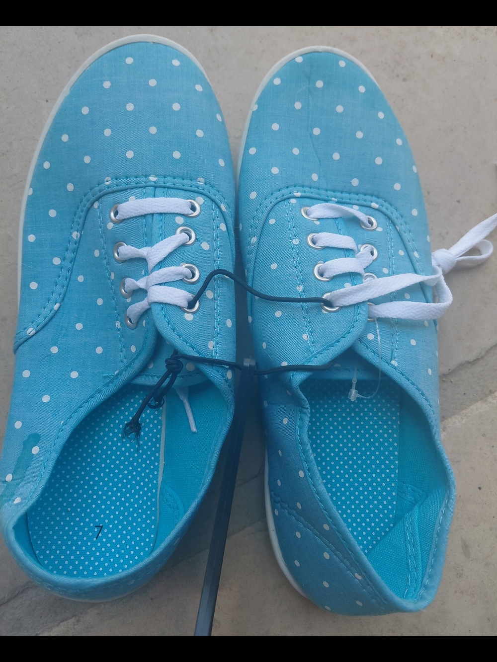 Light Teal/Blue Polka Dot Canvas Sneakers - Women